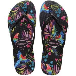 NWT Havaianas Toddler Tropical Black Slim Flip-Flops (Size 10)